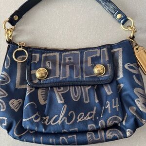 Coach Metallic Blue Shoulder Bag